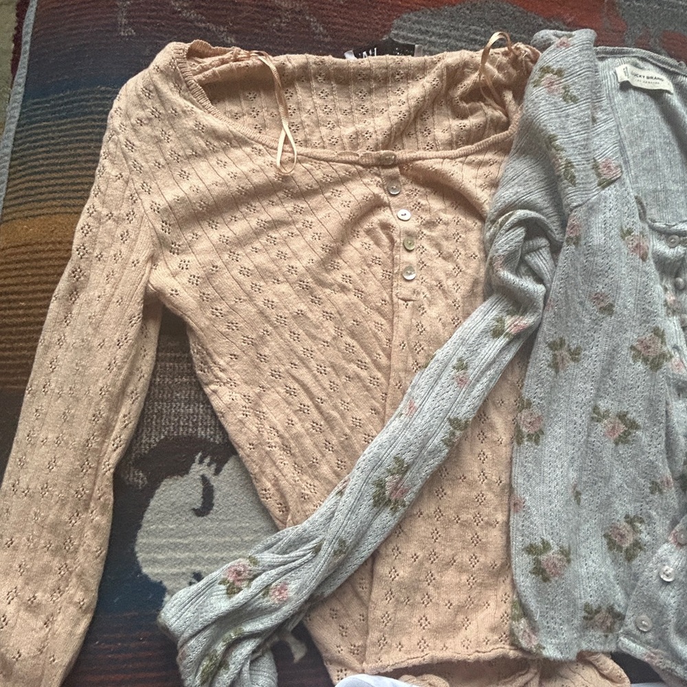 Zara pink knit top and white sheer ballet wrap.